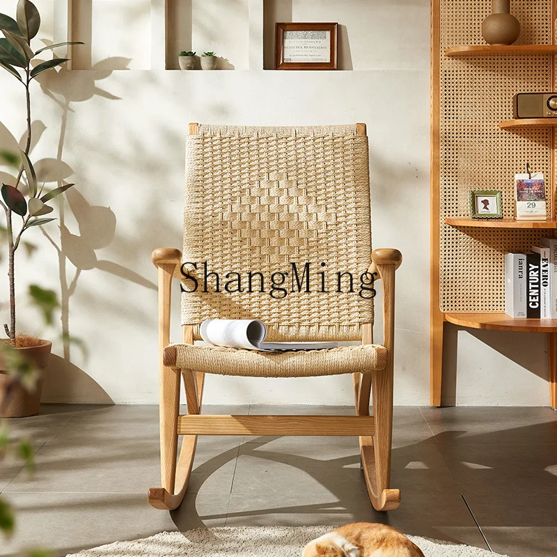 CL الروطان الحرفي المنزل الترفيه في الهواء الطلق شرفة الروطان كرسي متأرجح بسيط الحديثة كرسي من الخشب الصلب #5