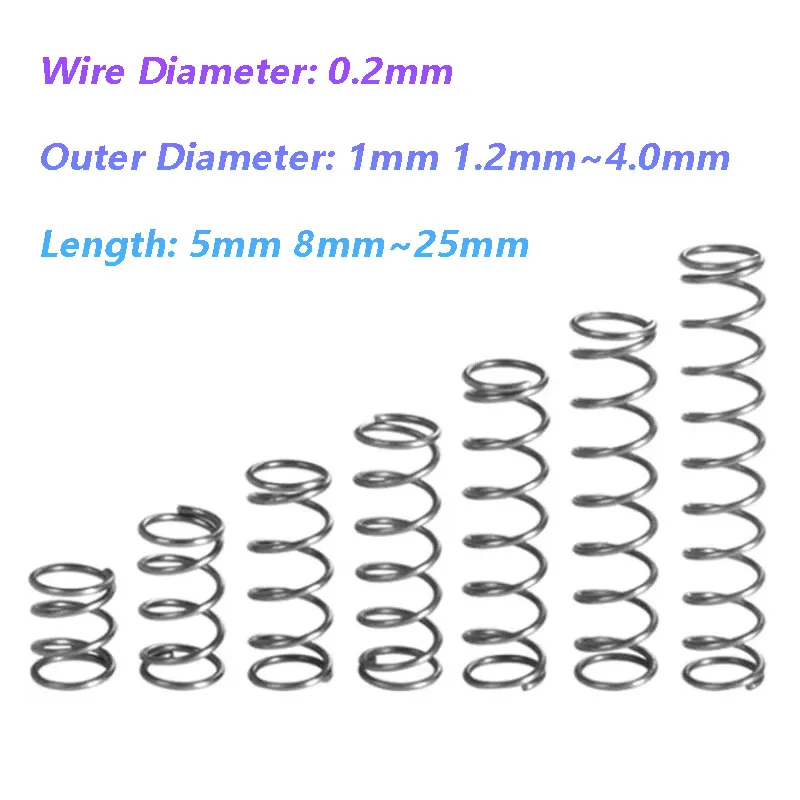 Wire Diameter 0.2mm 304 Stainless Steel Compression Spring, Y-shaped Shock Absorption Return Spring Customizable 10Pcs