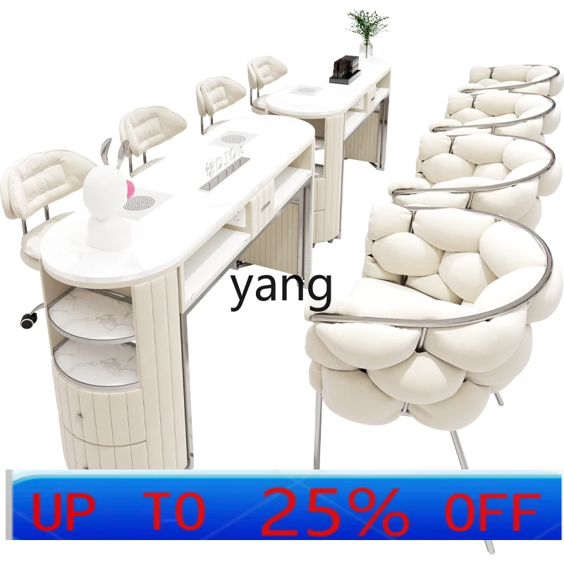 

YJQ stainless steel manicure table and chair set combination cream wind embedded vacuum cleaner manicure table