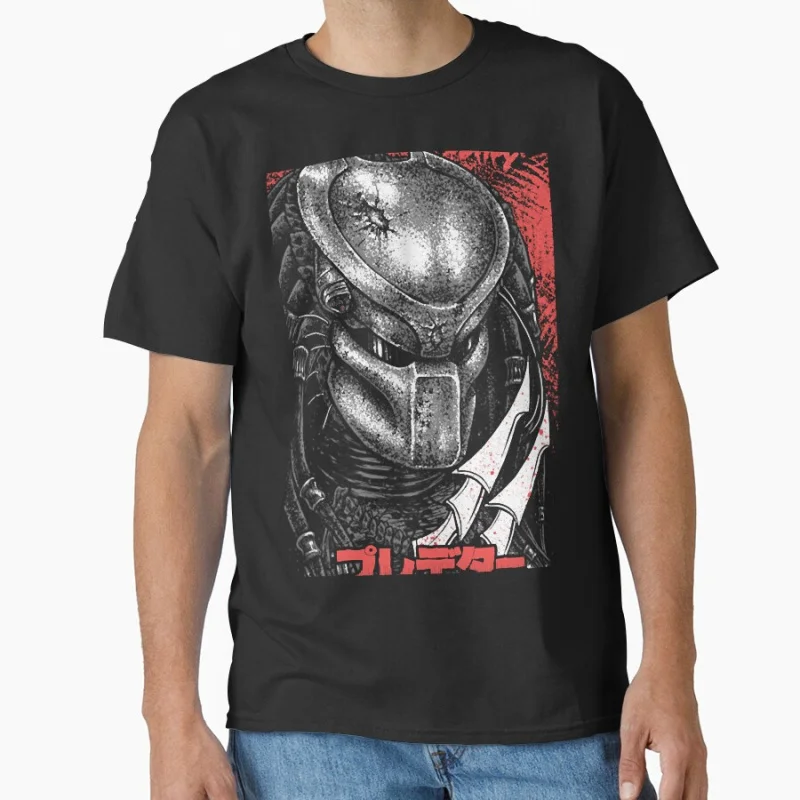 

Masked Hunter 80s sci fi Vintage Horro Movie Alien Predator Yautja Monster gift T shirt for man Large size Tops