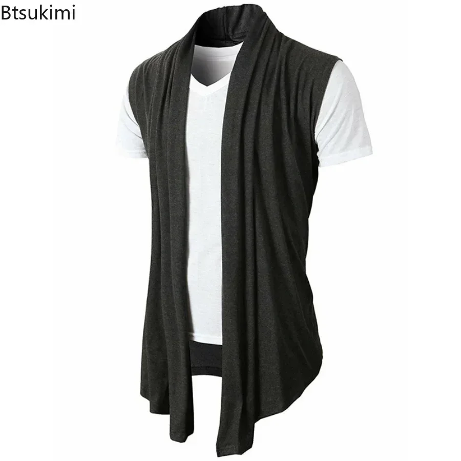 New 2025 Spring Summer Men Sleeveless Jacket Street Fashion Knitted Vest Cardigan Punk Hip Hop Waistcoat for Man Mens Vest Tops