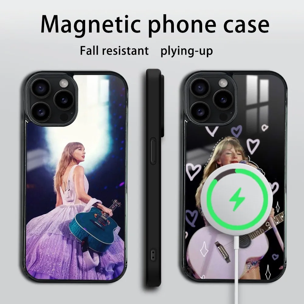 Singer T-Taylor S-SwiftS Phone Case For iPhone 16 15 14 13 12 11 Pro Max Plus Mini Mirror Wireless magnetic case