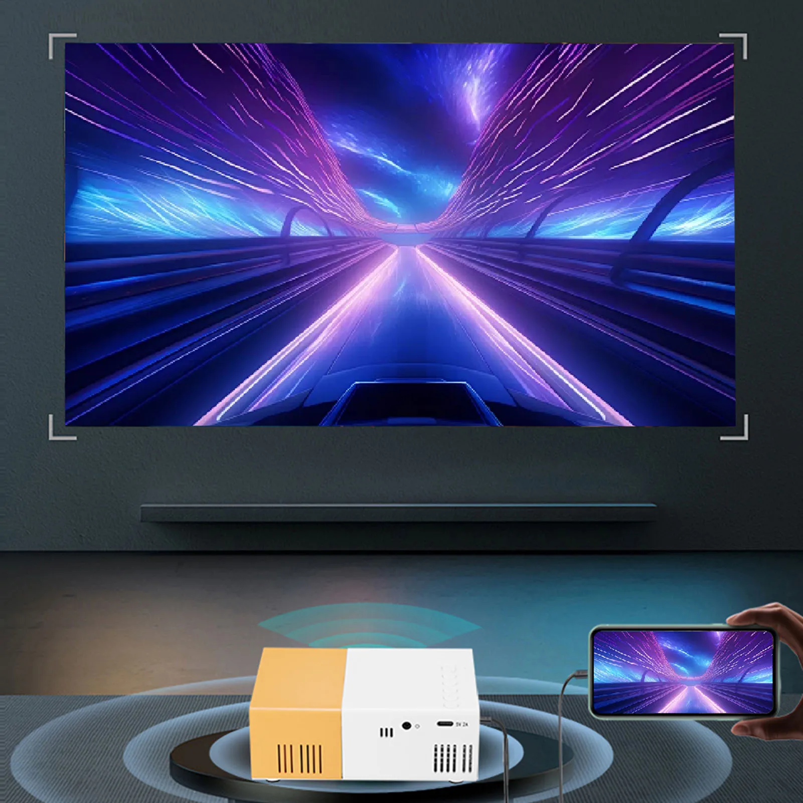 

Home Theater Projector 1080P HD Portable Projector Low Noise HD Multimedia Interface USB 2.0 for Smartphone TV Stick Laptop PC