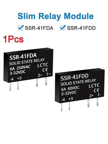SSR Solid State Relays DC to DC Slim Relay Module 3-32VDC 6A Mini Relay Non-contact DIN Rail Relay SSR-41FDD