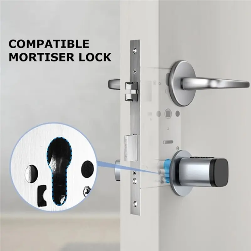 [NEWA08R】 Ttlock Bluetooth Fingerprint Cylinder Smart Door Lock Digital Code Key Card Remote Control Adjustable 60-90Mm
