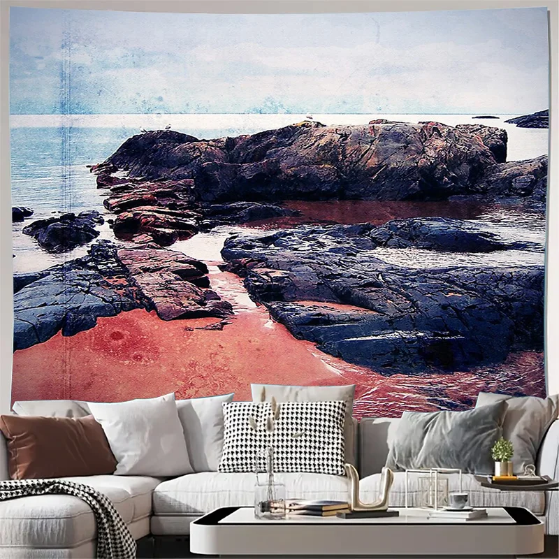 Ocean Wave Tapestry Coastal Wall Decor Beach Vibes Sea Landscape Nautical Art Home Decor Room Aesthetic Bohemian Style Tranquil
