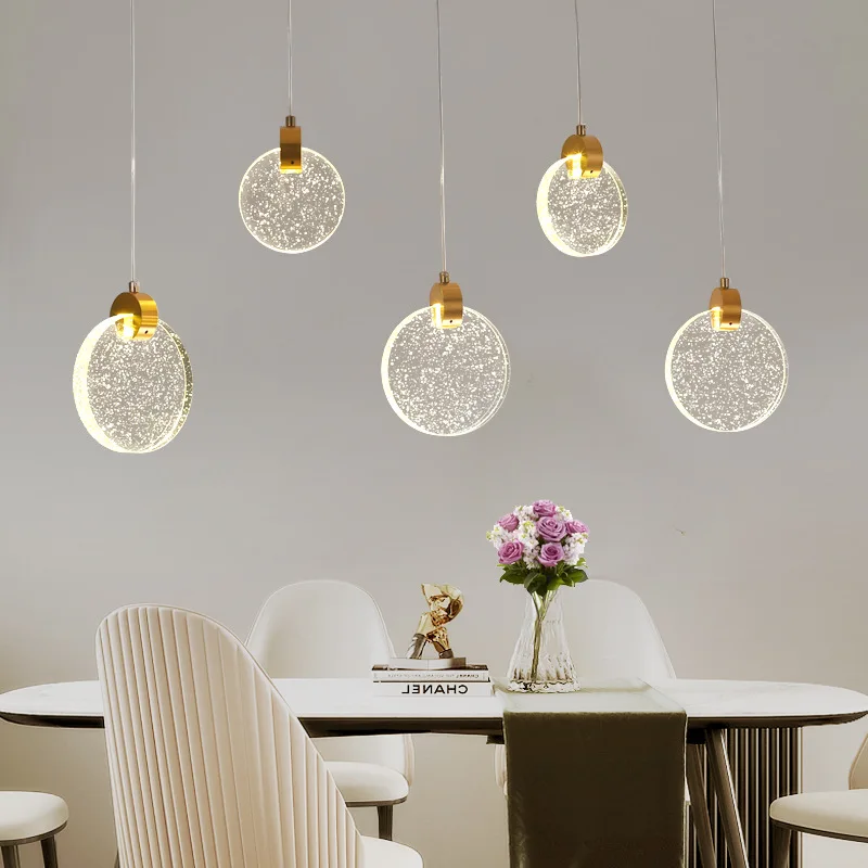 Moderno led luzes pingente nordic redondo lustre de cristal personalidade barra restaurante sala estar decoração cristal dourado pendurar lâmpada