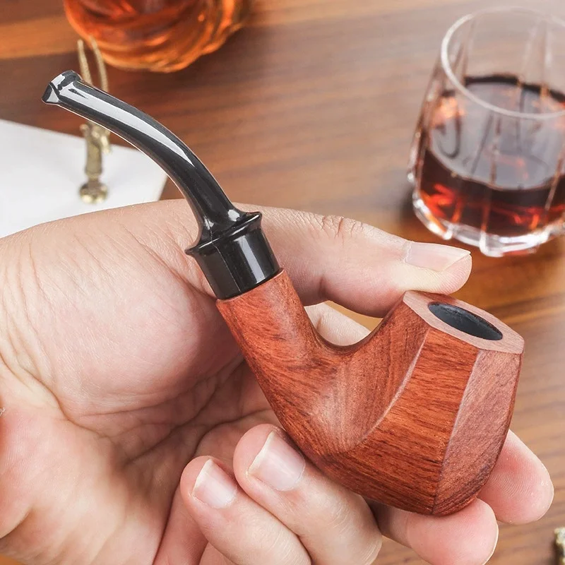 Handmade Rosewood Pipe, Creative Octagonal Pot Portable Men's Old-fashioned Hookah, 9mm Smoke Channel Military Plug Tobacco Pipe