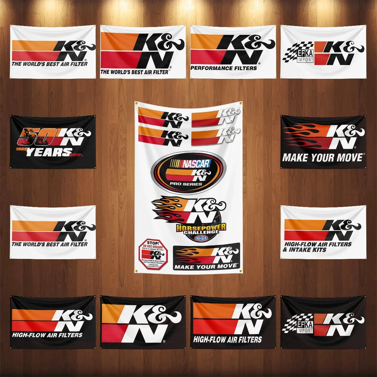 K&N Engineering Racing Car Flag 3x5Ft Polyester Digital Printing Banner For Garage or Out door Decoration