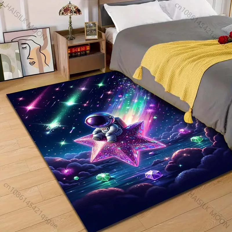 Multiple sizes Astronaut on glowing star Carpet for Living Room Bedroom Sofa Home Decor Rus Non-slip Floor Mat Luxury Gift