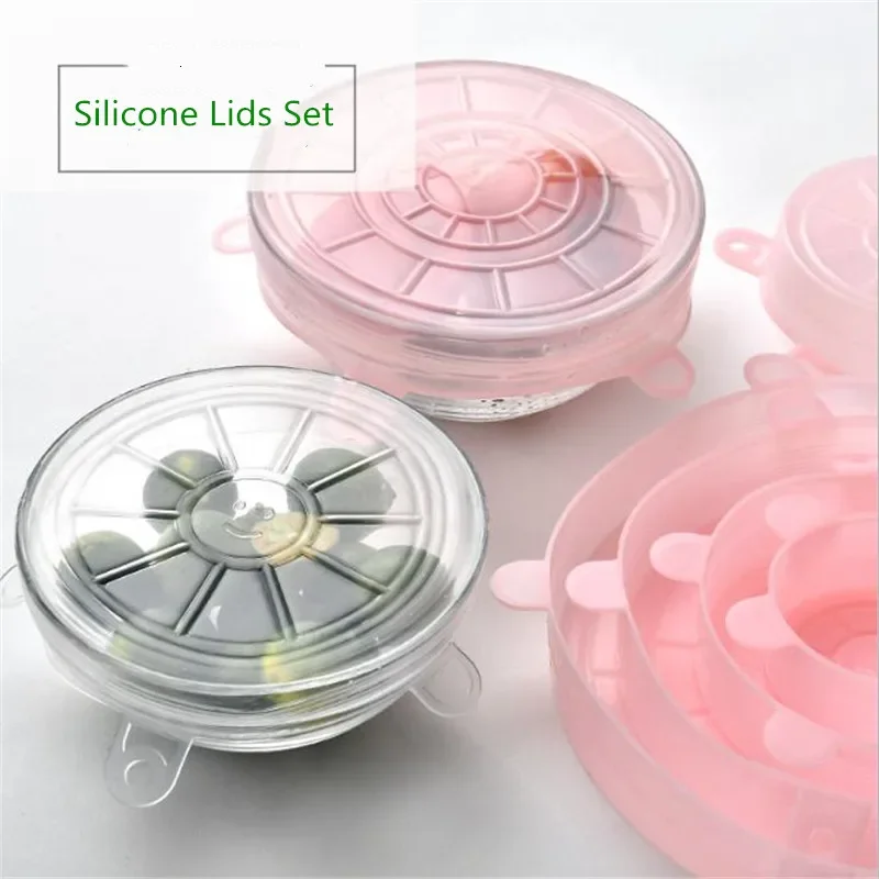 

6pcs/Lot Universal Silicone Suction Lid-bowl Pan Cooking Pot Lid-silicon Stretch Lids Silicone Cover Pan Spill Lid Stopper Cover