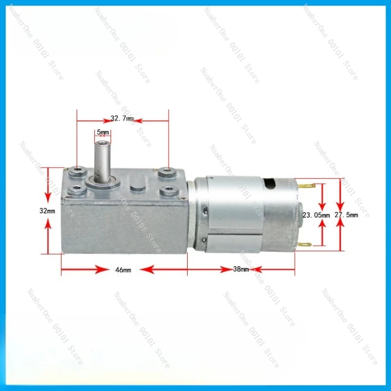 JGY385 DC Gear Motor 12V 24V, Self-locking Right Angle Output with Worm Gear for Quiet Operation