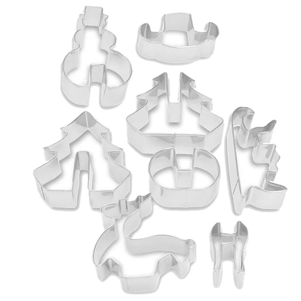 

8 Pcs Cookie Mold Stainless Steel Biscuit Lovely Chocolate Cake DIY Maker Reusable Kitchen Tool Baking Pan Set
