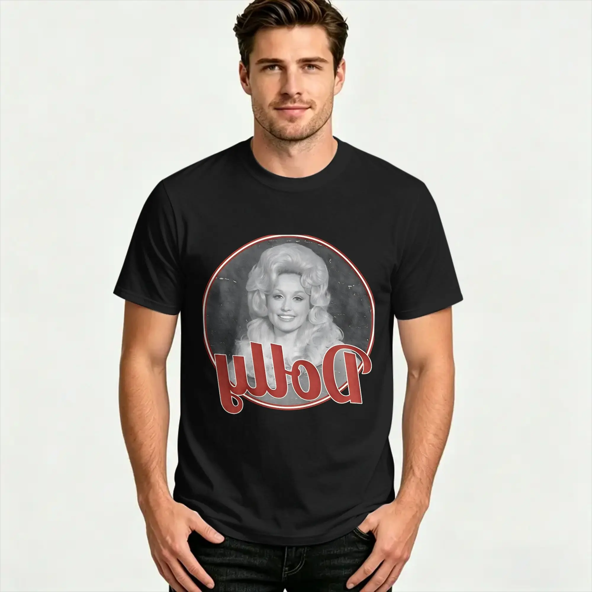 Dolly Parton Circle T-Shirt Summer  Y2K Funny T-Shirts Cotton Hipster Tee Shirt For Men Casual Tees