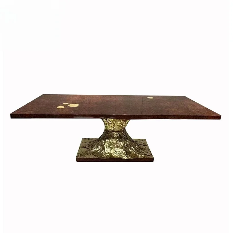 

Luxury art solid wood pure copper dining tabl e villa mansion resta rant designer hig h-end creative dining ta ble