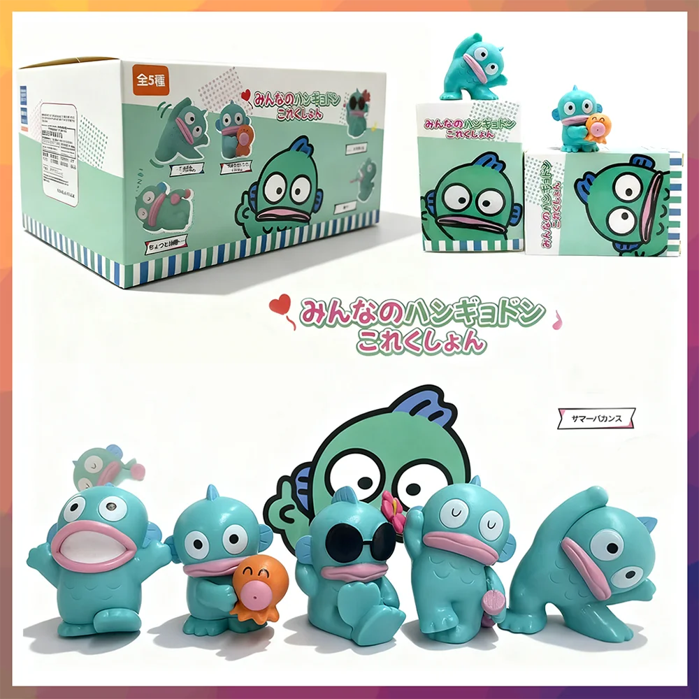 

5pcs Sanrio Hangyodon Anime Figure Set Cute Kawaii Mini Cartoon Model Toys Desktop Decorations Gifts for Children And Friends