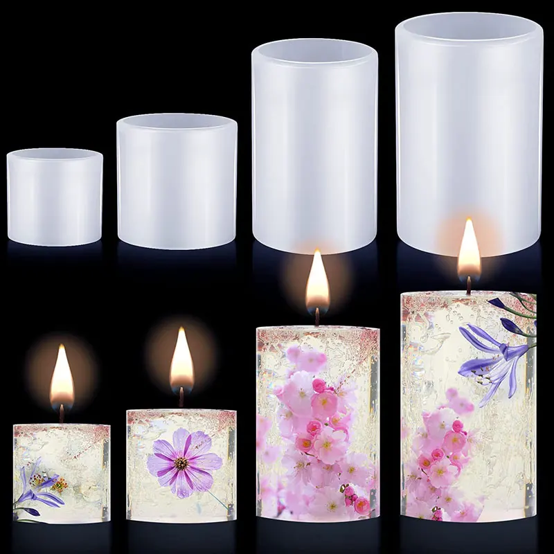 Cylinder Candle Molds Silicone Mold Resin Mould Epoxy Resin Casting Molds for DIY Aromatherapy Candles Soaps Polymer Clay