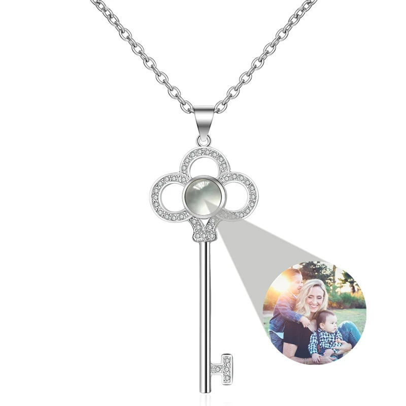 مفتاح القلب قلادة مخصصة صور قلادة للنساء الإسقاط صور قلادة 925 الفضة سلسلة زوجة هدية عيد ميلاد مجوهرات