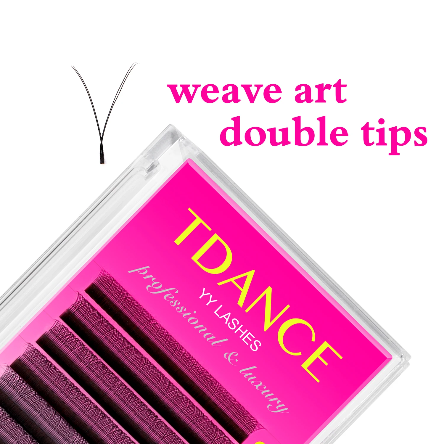 Tdance 5 casos yy forma cílios extensão ponta dupla cílios macios cilios malha macio falso vison yy cílios duas pontas y cílios