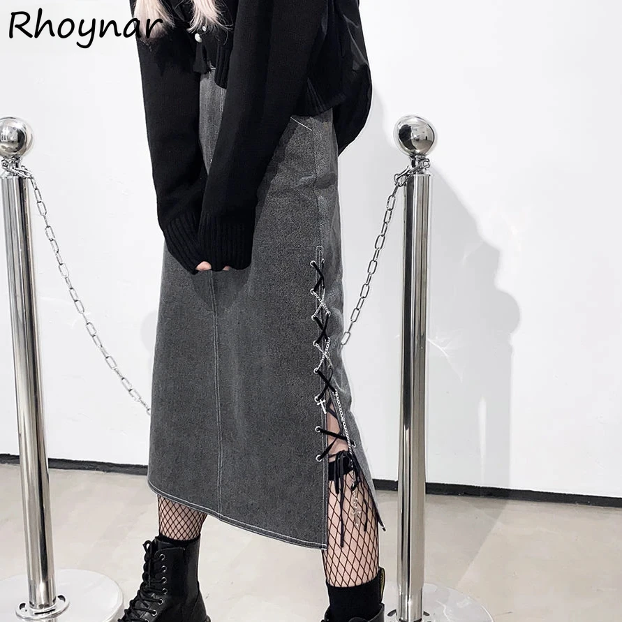 

Женские дизайнерские юбки Harajuku с боковым разрезом, бандажные популярные девушки, Новое поступление, джинсовые стройные подростковые миди в стиле ретро, хипстерские женские повседневные