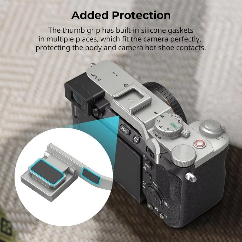 Silver Ergonomic 8g Light‑Weight Hot‑Shoe Thumb Grip Portable Alpha 7C II A7CR A7C Mirrorless Camera Accessory