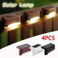 4PCS Outdoor Solar Deck Lights Step Fence Lights Waterproof Solar Lamp for Staircase Pathway Garden Courtyard Yard Decor Light