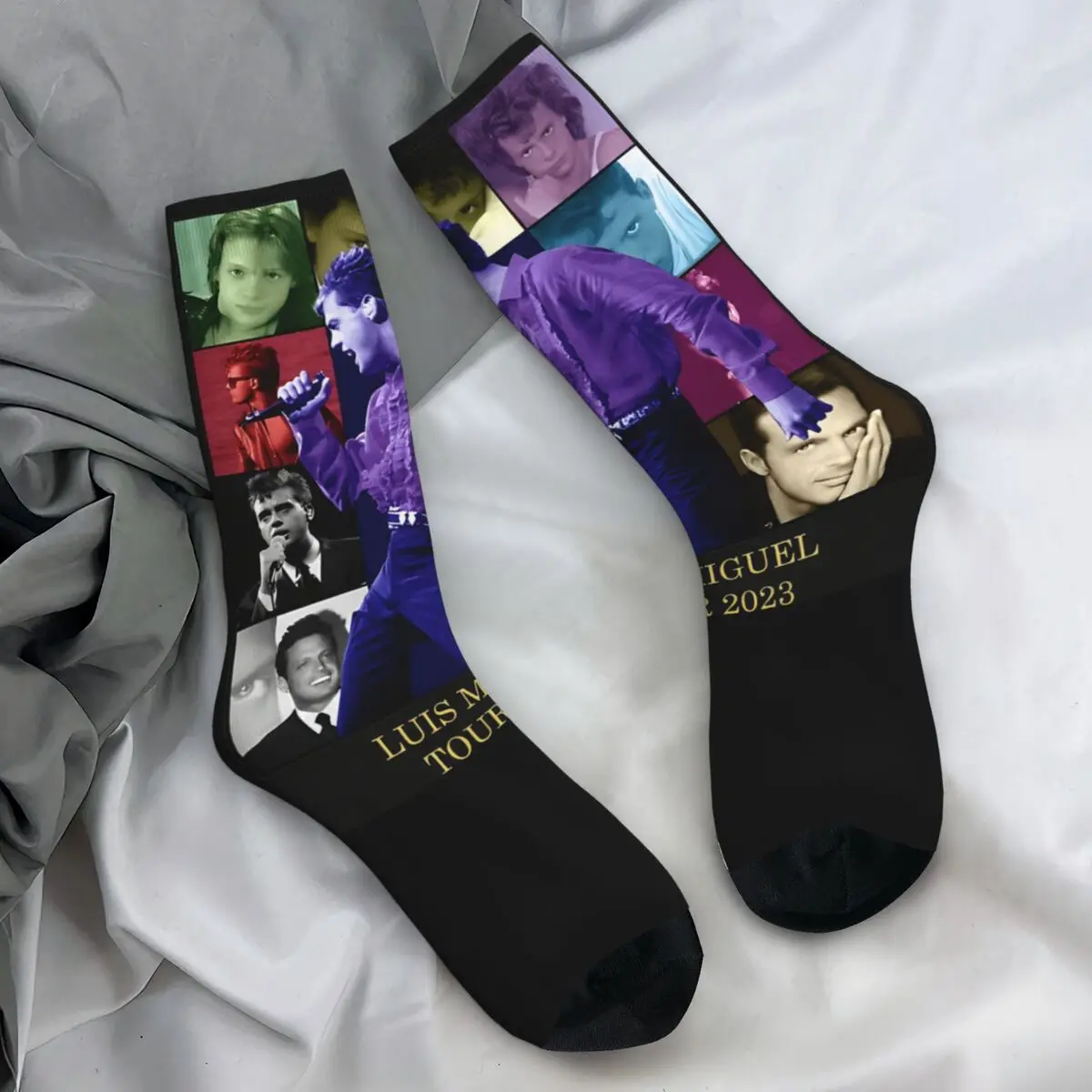 Luis Miguel Tour 2024 Socks Funny Stockings Men's Soft Outdoor Socks Autumn Printed Anti Skid Socks