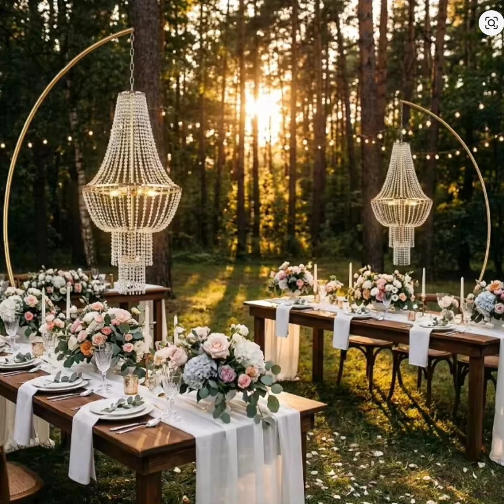 4-10pcs  Wedding Props Luxury Party Events Stage wireless battery Lights Chandelier Centerpiece Decor Backdrop Wedding