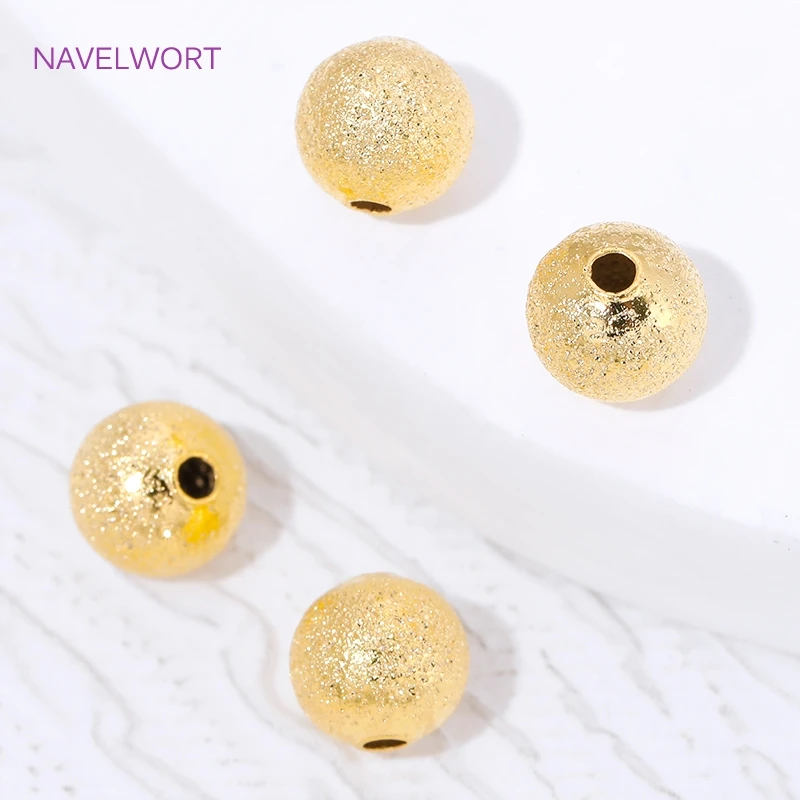 4/5/6/8mm 18K Gold Plated Frosted Round Spacer Beads For Jewelry Making,Separator For Beads,DIY Bracelet Making Accessories