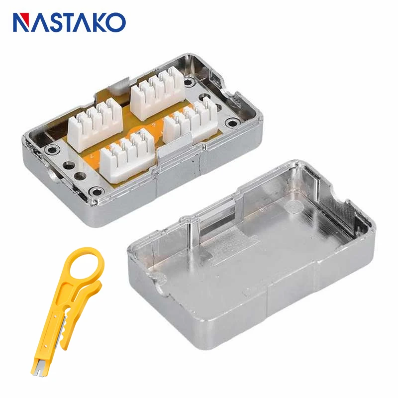 2 قطعة/الوحدة CAT6 صندوق وصلات صندوق أسلاك الشبكة البلاستيكية منفذ واحد مع أداة تركيب للاتصالات المعدات الإلكترونية