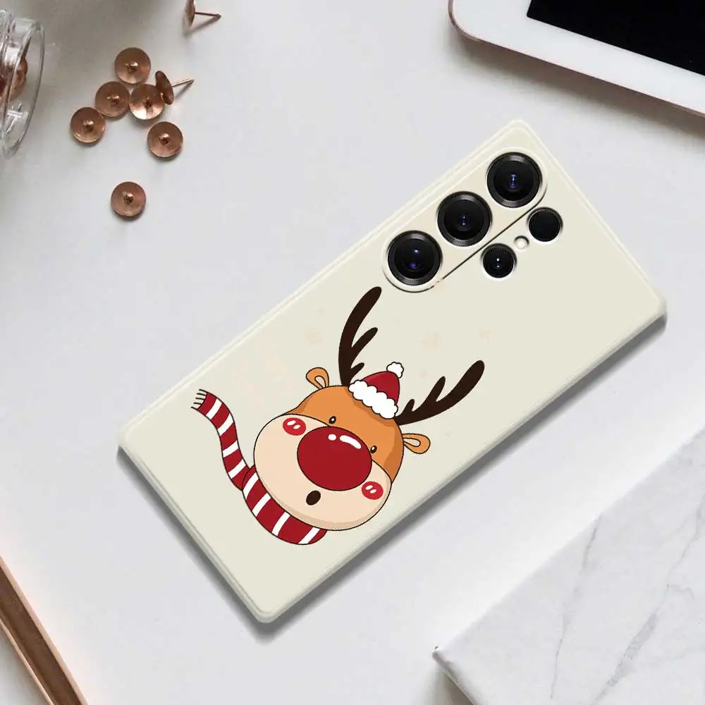 

Чехол для телефона с рождественским оленем для Samsung Galaxy S25 S24 S23 S22 S21 S20 Ultra Plus S24FE S23FE S21FE, силиконовый чехол Capa