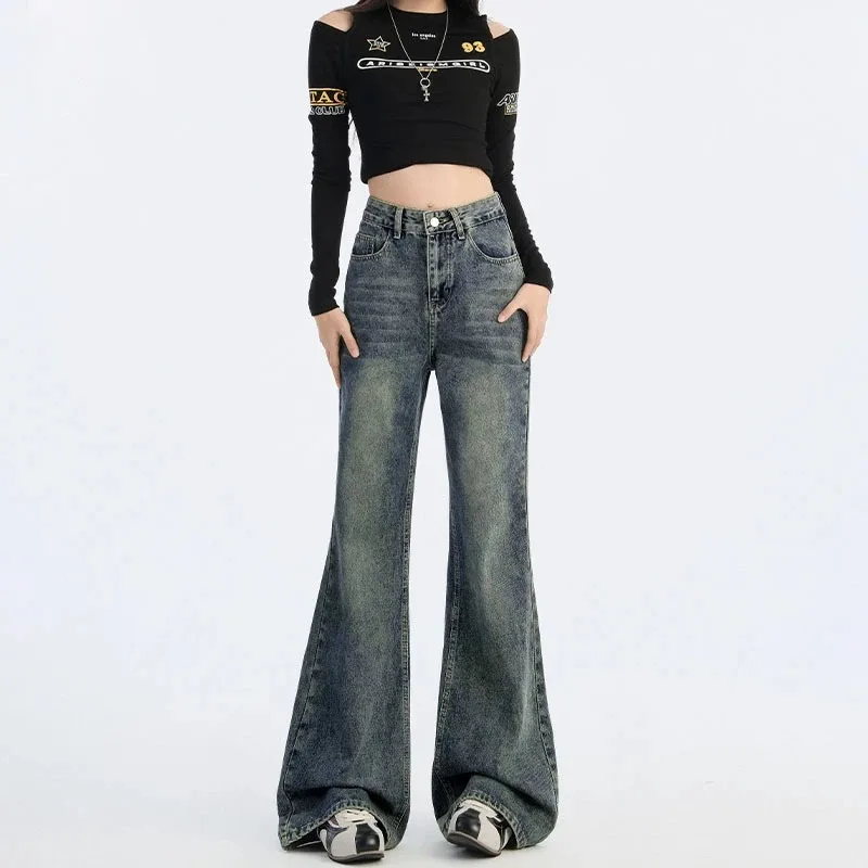 

Autumn Trendy High-waisted Stretch Jeans Slim Fit Straight-leg Flared Pants Floor-length Pants Fashionable and Stylish