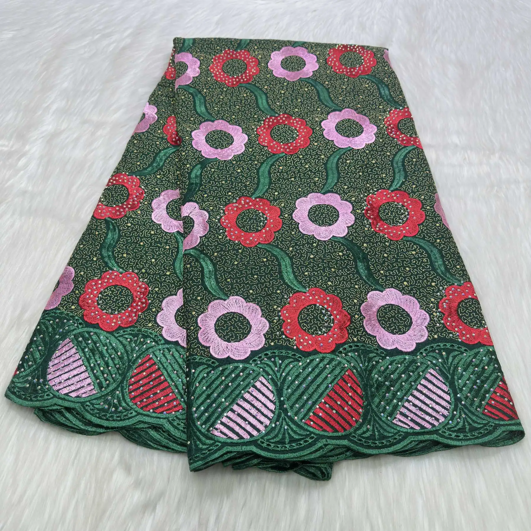 

Нигерийская хлопковая кружевная ткань со стразами, 5 ярдов, высокое качество, африканская швейцарская вуаль, кружевная ткань для женщин, свадебное платье YC88-1