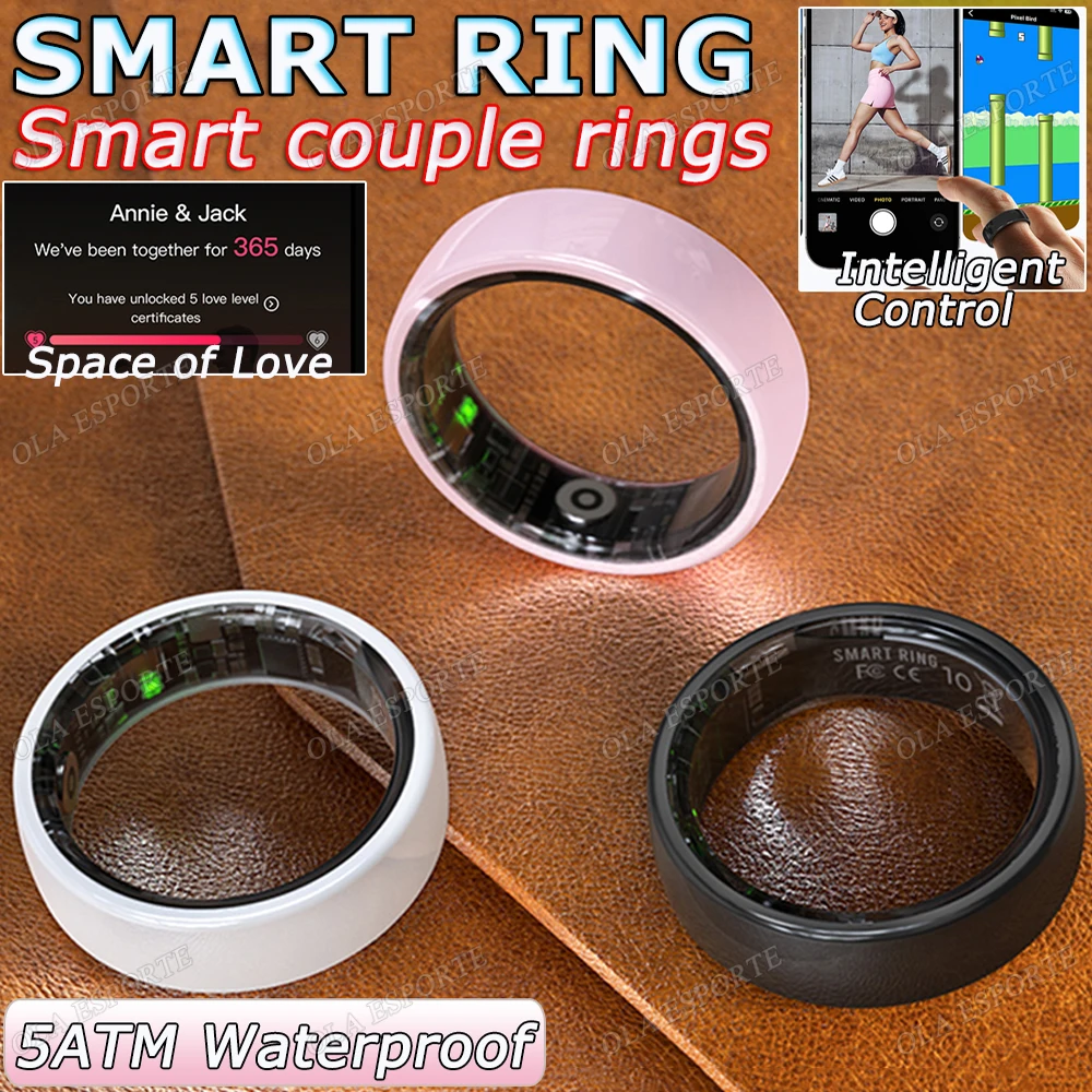 

New Ceramics Couple Smart Ring Women Gesture Control Games HRV/Health&Sleep Monitoring Pressure Waterproof Intelligent Smartring