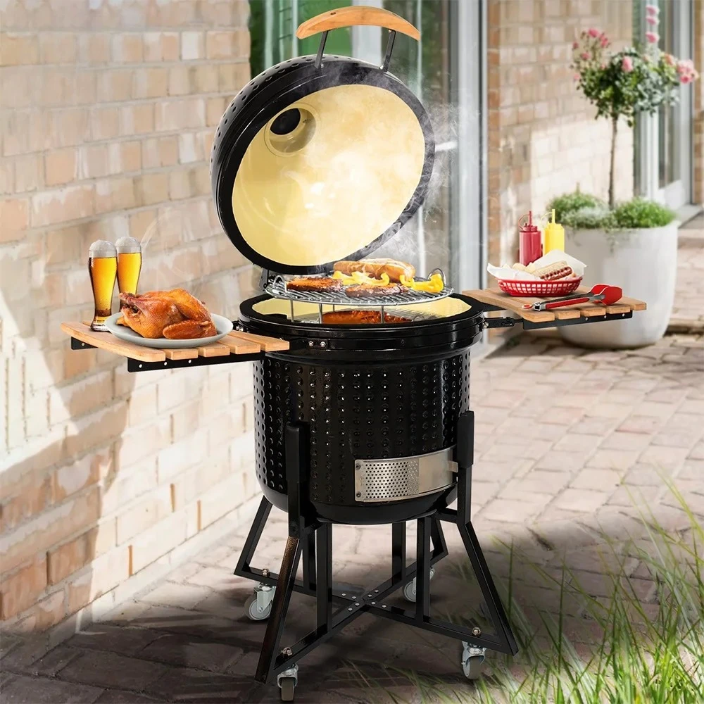 

24 Inch Grill Bbq Outdoor Smoker Barbecue Charcoal Kamado Grills With Mobile Tripod