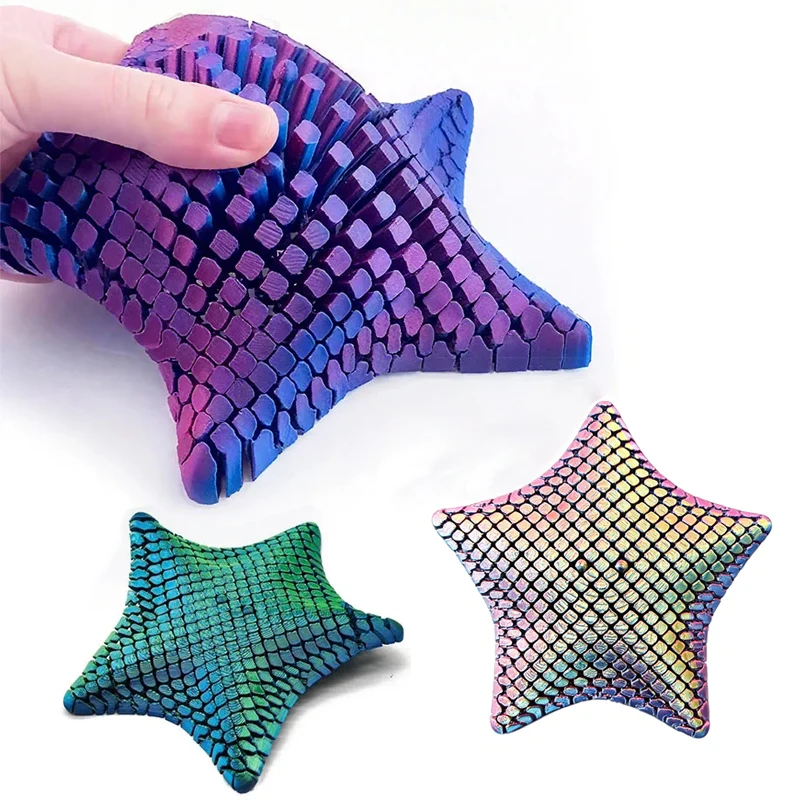 3D-Gedrucktes Seestern-Fidget-Spielzeug mit Flexiblem, Artikuliertem Design, Visuelles Quetschspielzeug zur Stresslinderung und zum Spielen