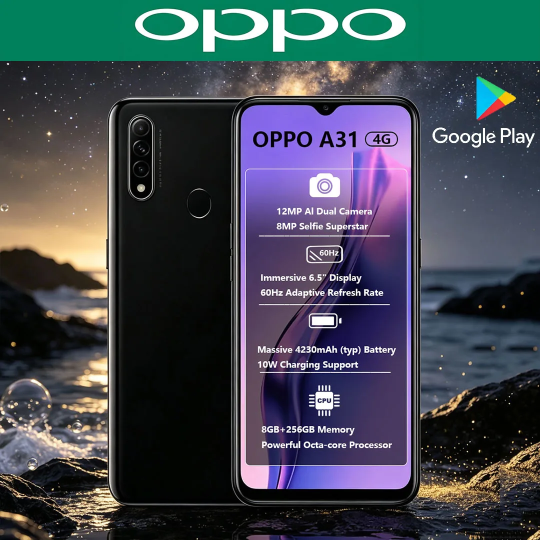 OPPO A31 4G Dual-SIM New Android Phone 6.5 Inches Display 4230mAh Long-lasting Battery Affordable Smartphones 8+256GB Memory