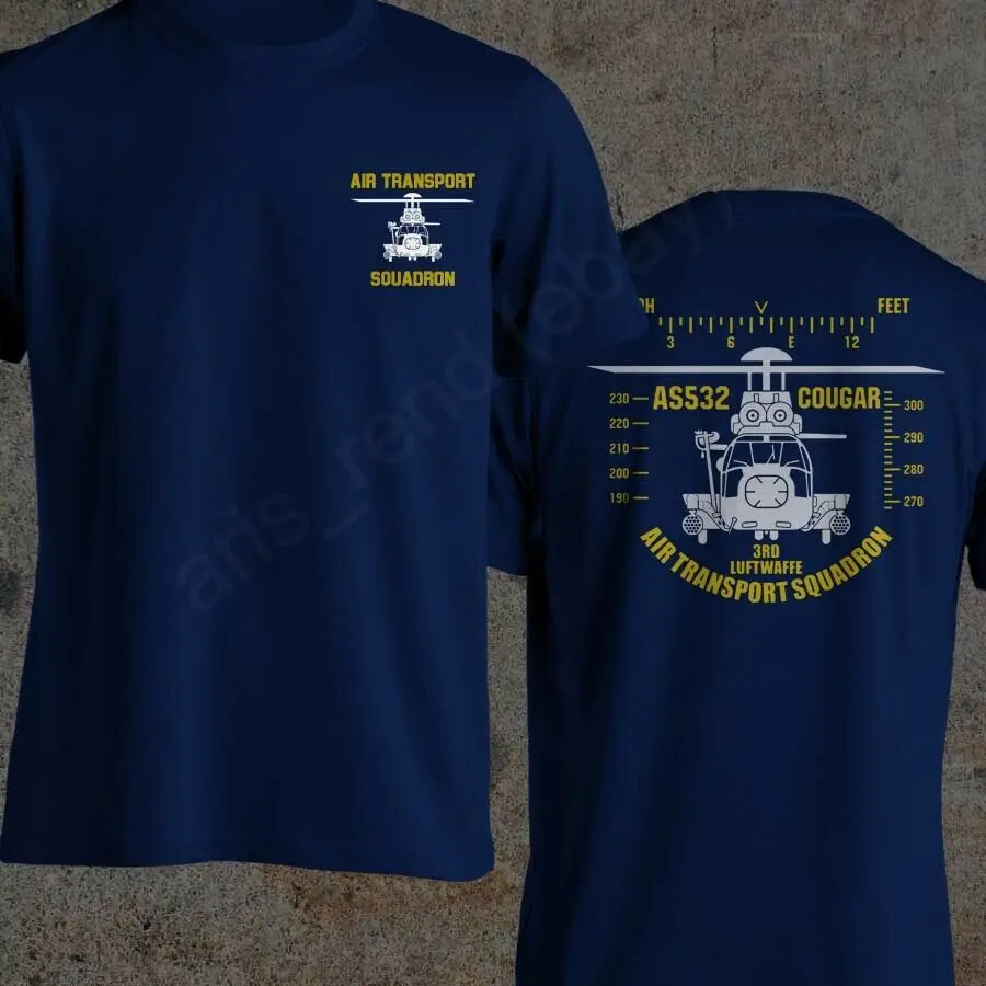 3RD Luftwaffe Chopper Air Transport Squadron AS532 Cougar Helicopter T-Shirt. Premium Cotton Short Sleeve O-Neck Mens T Shirt