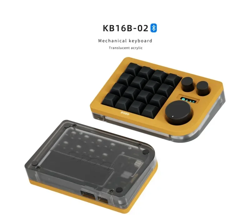 DOIO Kb16b-02 Mechanical Keyboard Bluetooth Dual Mode 16 Keys Rgb Backlit Wireless Hot-swap Office QMK VIA PS Designer Keyboard