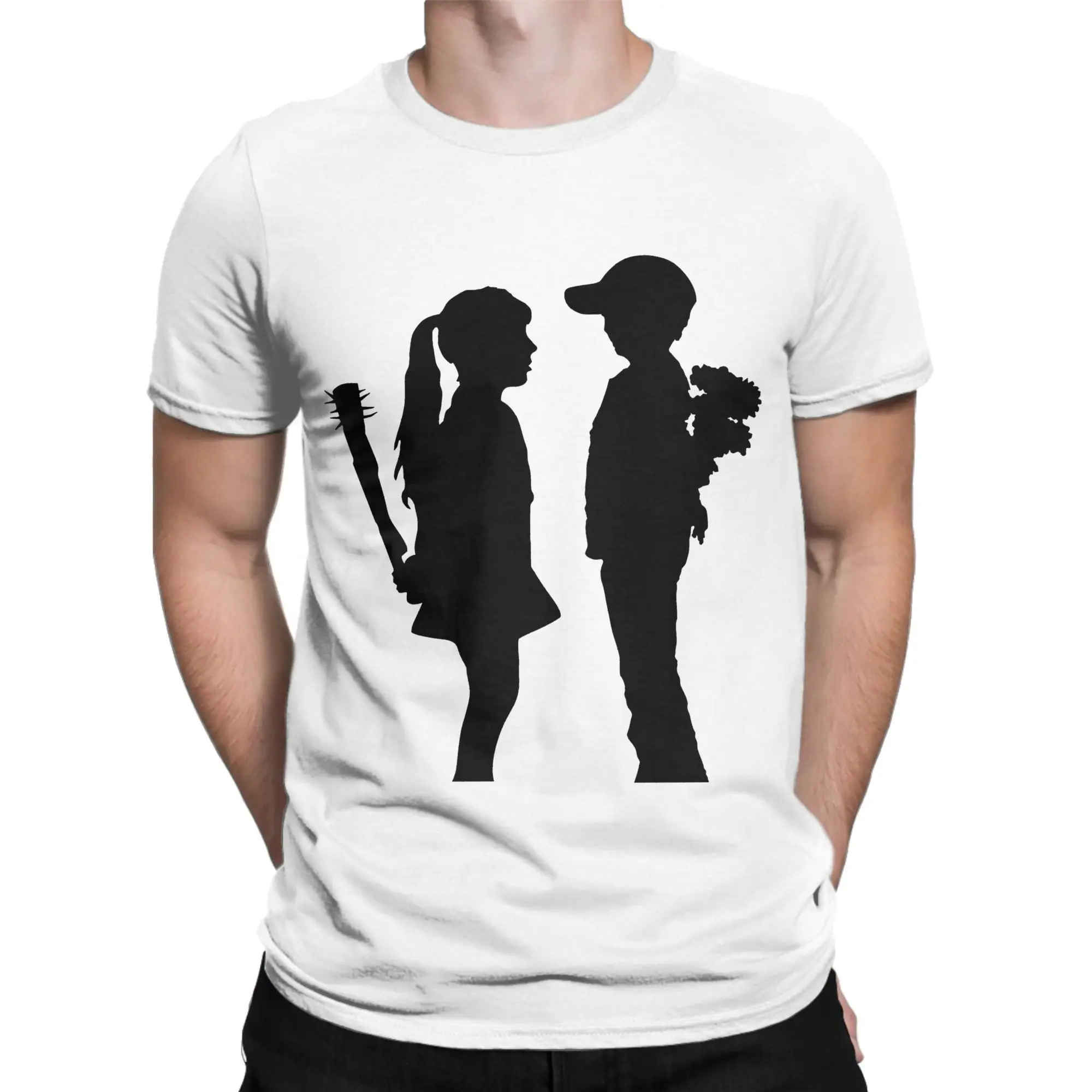 Banksy Boy Meets Girl! T Shirt Men's  Pure Cotton Humorous T-Shirt Round Collar  Tees Short Sleeve Clothes Classic
