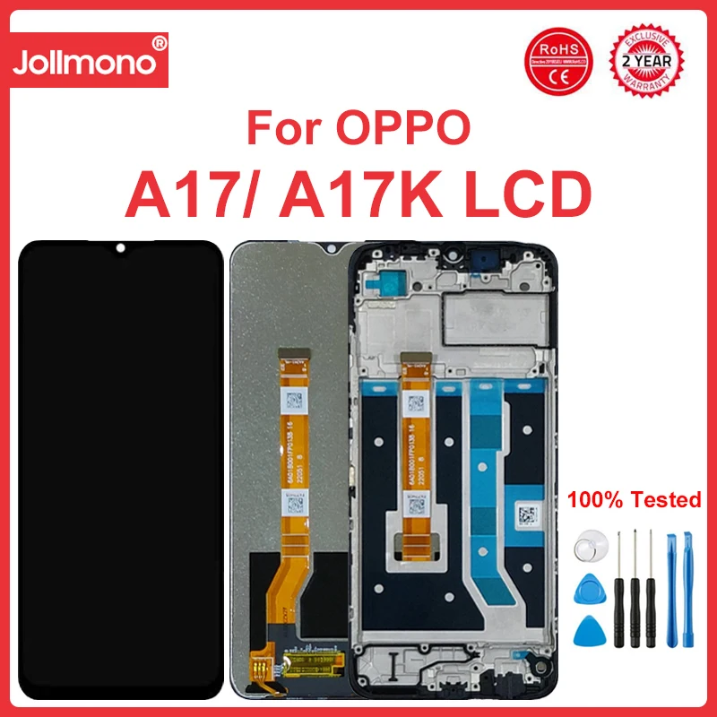 For OPPO A17 A17K LCD Display With Frame Touch Screen CPH2477 CPH2471 Panel Replacement Parts