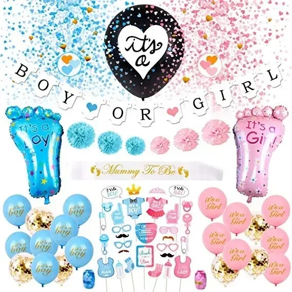 Gender Reveal Party Supplies & Decorations Pink and Blue Balloons baby gender revelation 4F