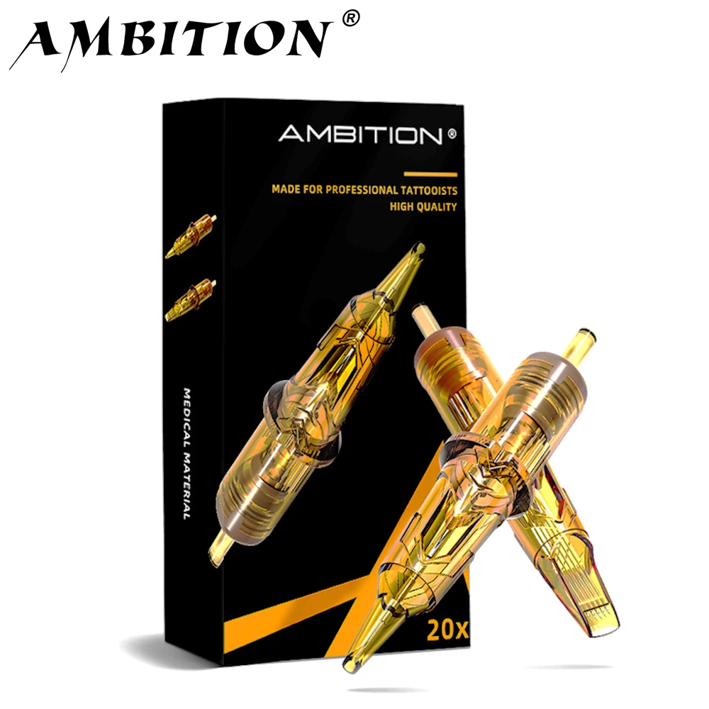 Ambition Glory Tattoo Cartridge Needles 20pcs 0.25mm 0.3mm 0.35mm Round Liner Shader Magnum Tattoo Supplies 1RL 3RL 5RL 7rm 9rm