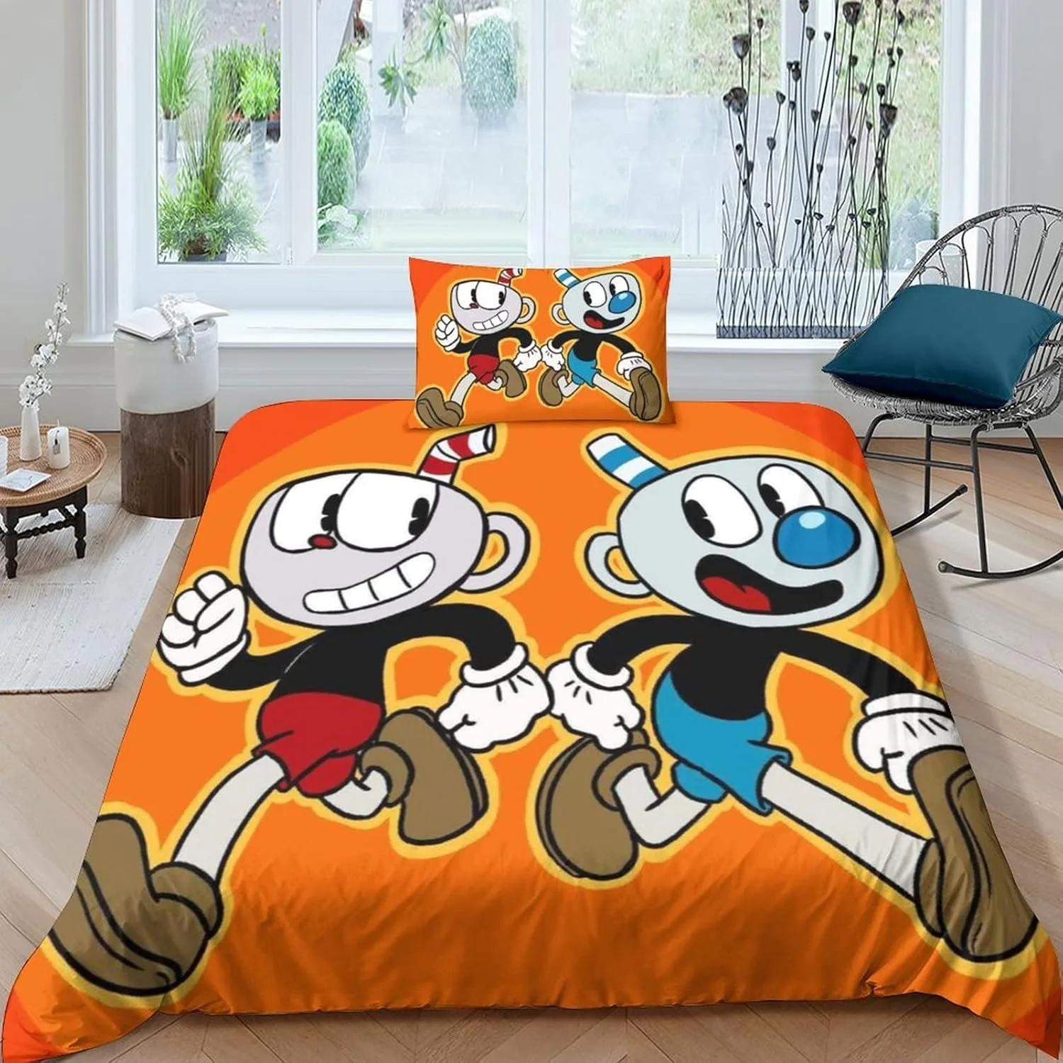 The Cuphead Show Cartoon Bedding Sets Exquisite Bed Supplies Set Duvet Cover Bed Comforter Set Bedding Set Birthday Gift