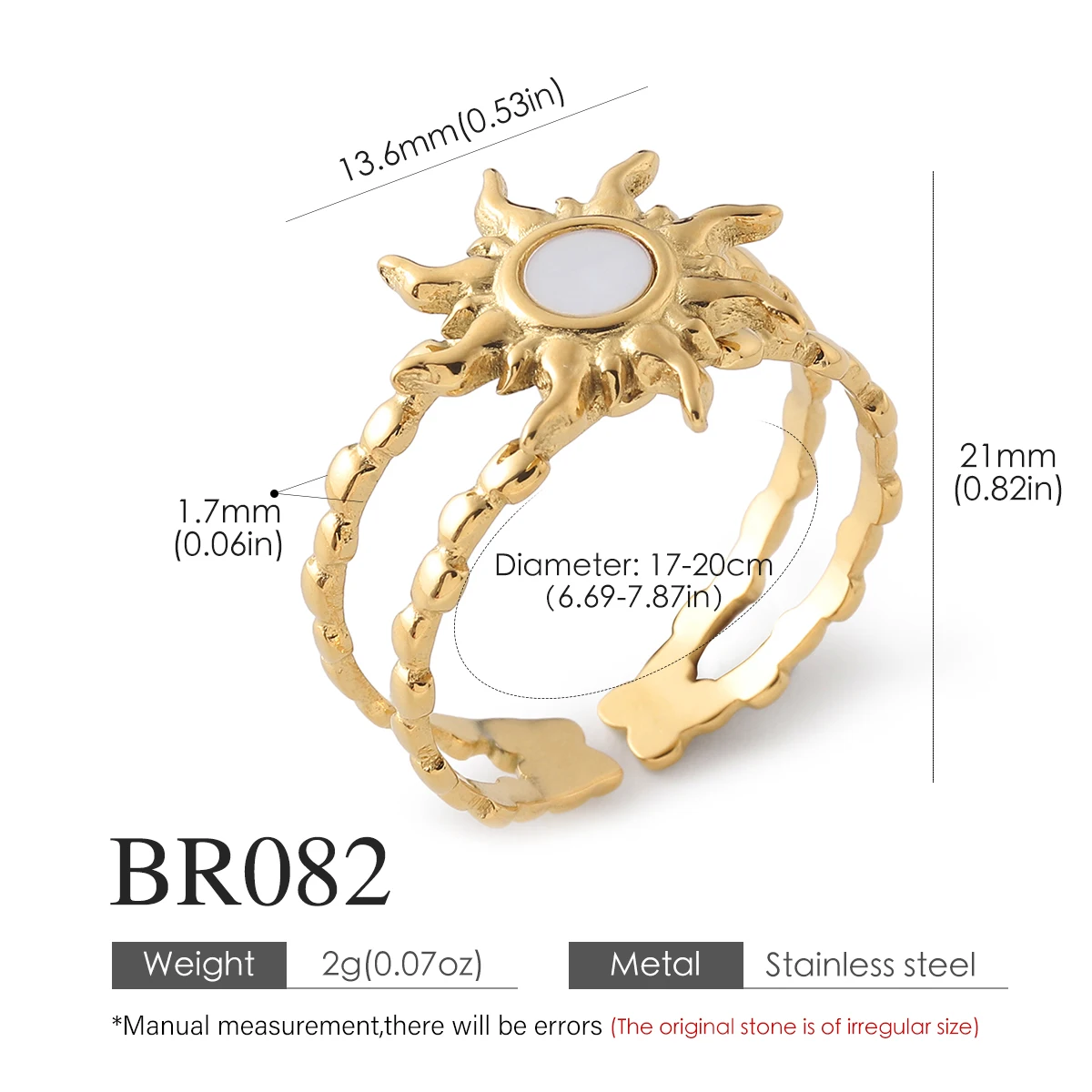 Women's Stainless Steel Ring Stylish Sun Design Gold Color Vintage Wedding Ring Waterproof Wedding Jewelry Accessories Gift