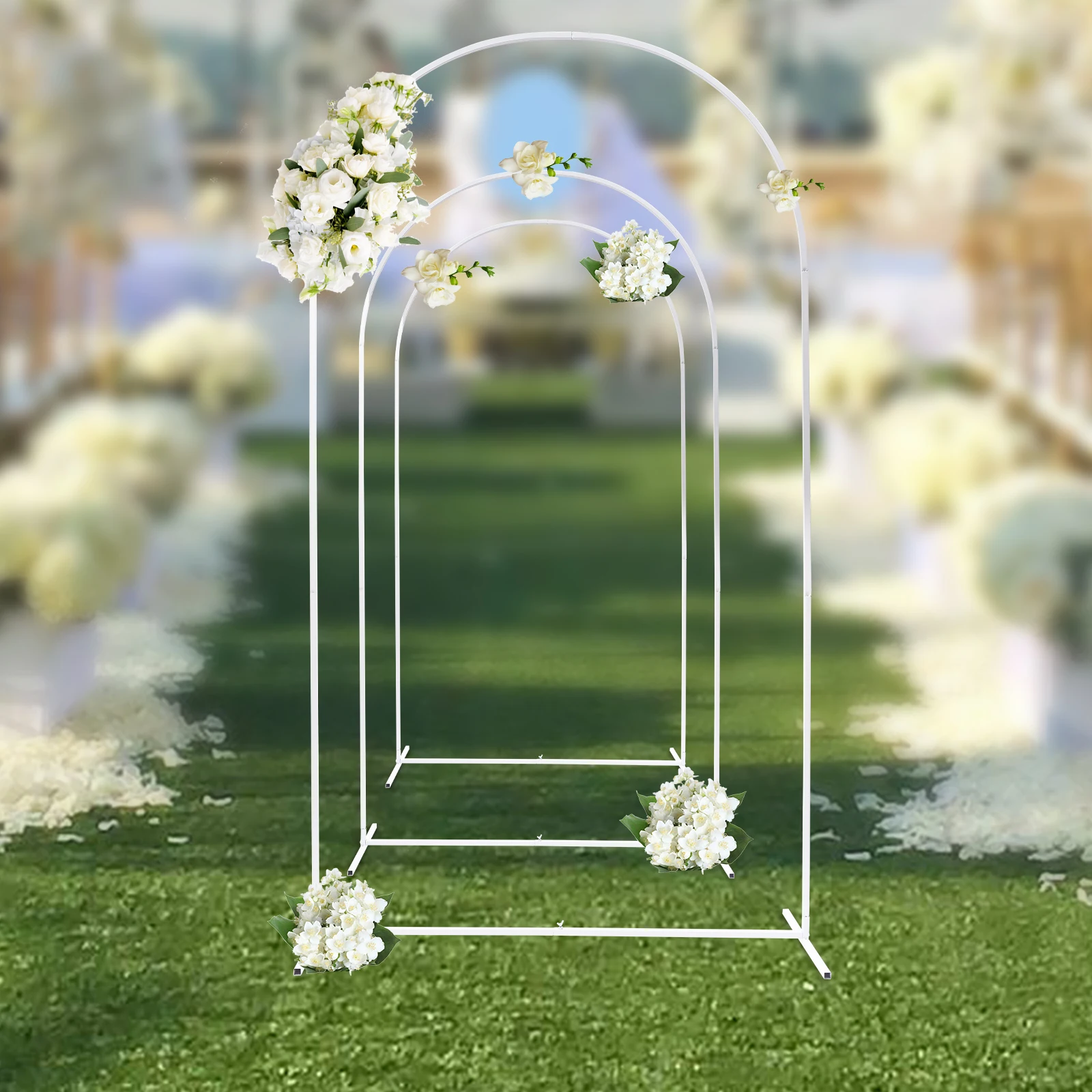 3Pcs Metal Wedding Arch Stand Party Backdrop Shelf For Ceremony Yard Venue Rack Wedding Arch Stand 3pcs Party Backdrop Decor