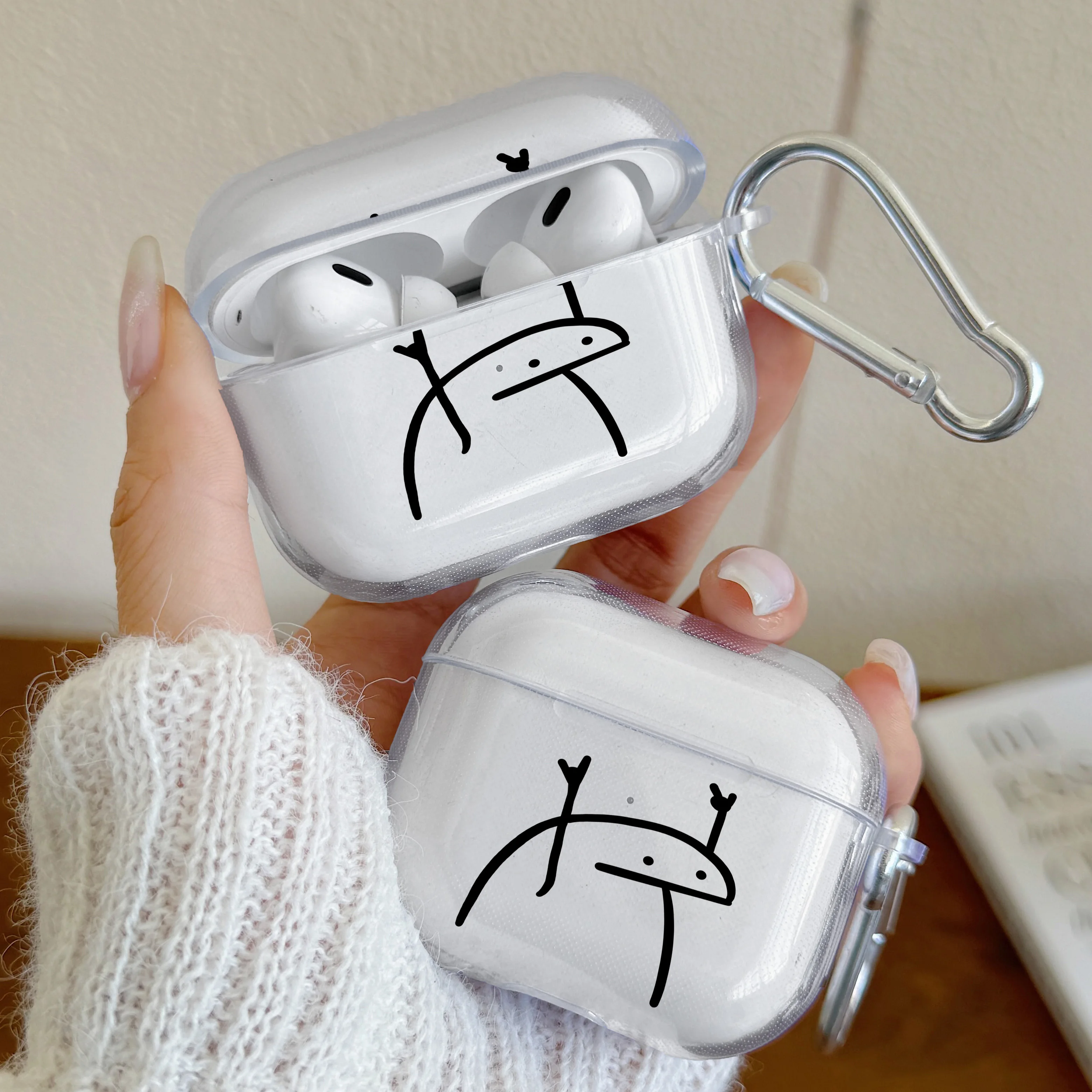 Creative Music Face Graffiti TPU For Airpods 3/4 Earphone Protective Cover For Airpods Pro/Pro2 With Keychain Protector Cover