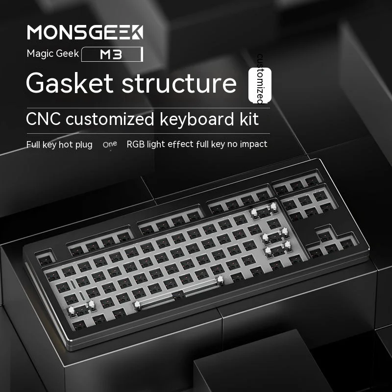 Monsgeek Mechanical Keyboard M3 Customized Kit 87-Key Aluminum Tuotuo Esports Game Rgb Hot Swap Gasket All Keys Without Punching