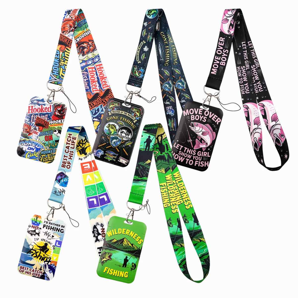 Funny Fishing Quote Lanyard Neck Strap Keychain Card Cover Badge Holder Mobile Phone Hang Rope Keyring Accessories Gifts