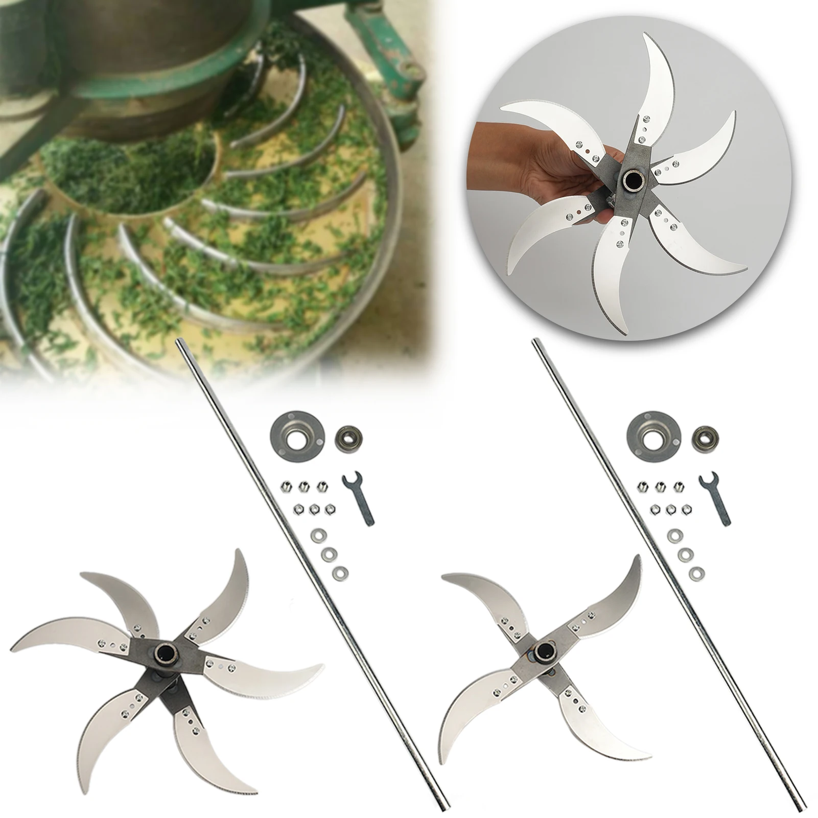 

4/6 головки ножи для измельчения травы, легированная сталь, острота, сельское хозяйство, корм для скота, лезвия для измельчения травы, набор ножей для измельчителя